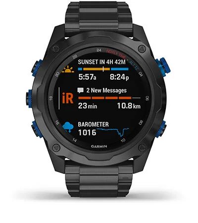 Комплект умные часы Garmin Descent MK2I, титановые с DLC-покрытием и черным ремешком + датчик Descent T1