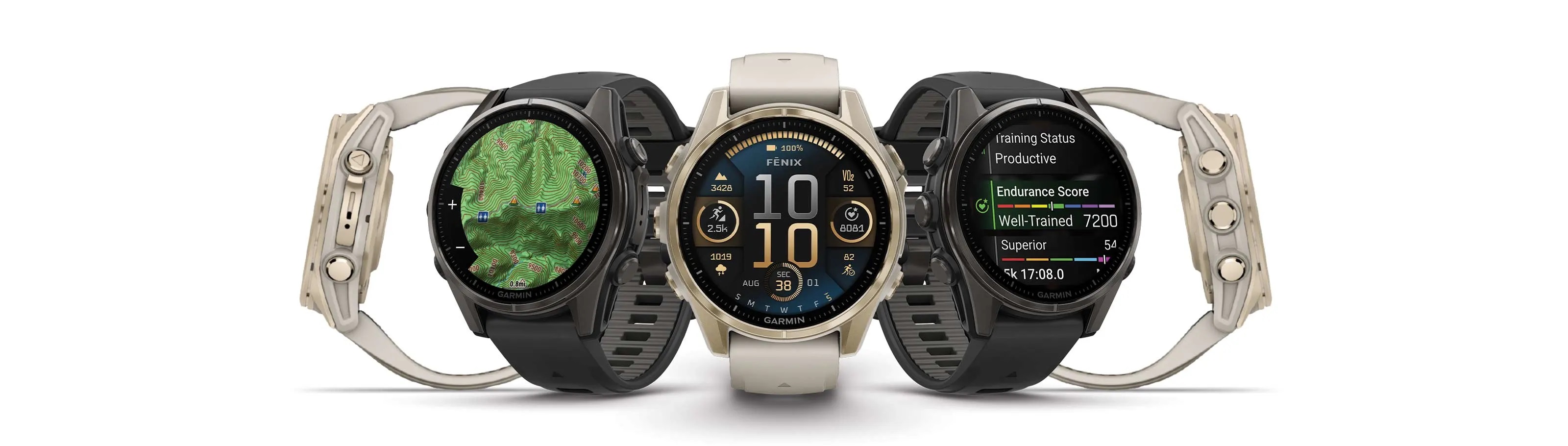 Умные часы Garmin Fenix 8, 43 мм, AMOLED, Sapphire soft gold stainless steel with fog gray leather band plus fog gray/dark sandstone silicone band